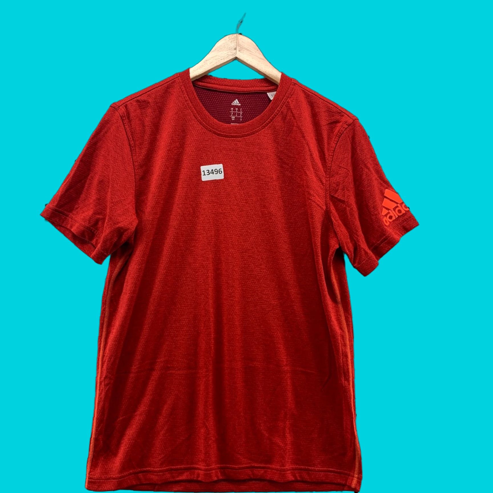 Adidas Adidas Red Short Sleeve T-Shirt Adult Size Small Logo Sports Activewear Mens Size US 29 - 1 Thumbnail