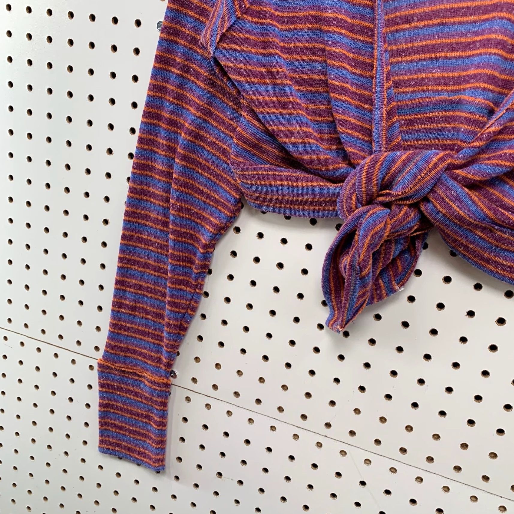 Free People Free People Blouse Women L Purple Linen Striped Cropped Tie V-Neck Casual NWT Size L / US 10 / IT 46 - 4 Thumbnail