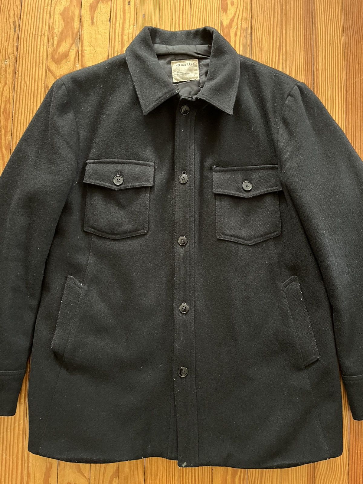 Helmut Lang Archive 1997 Helmut Lang Wool Coat Jacket Black GRAIL Size US L / EU 52-54 / 3 - 5 Thumbnail