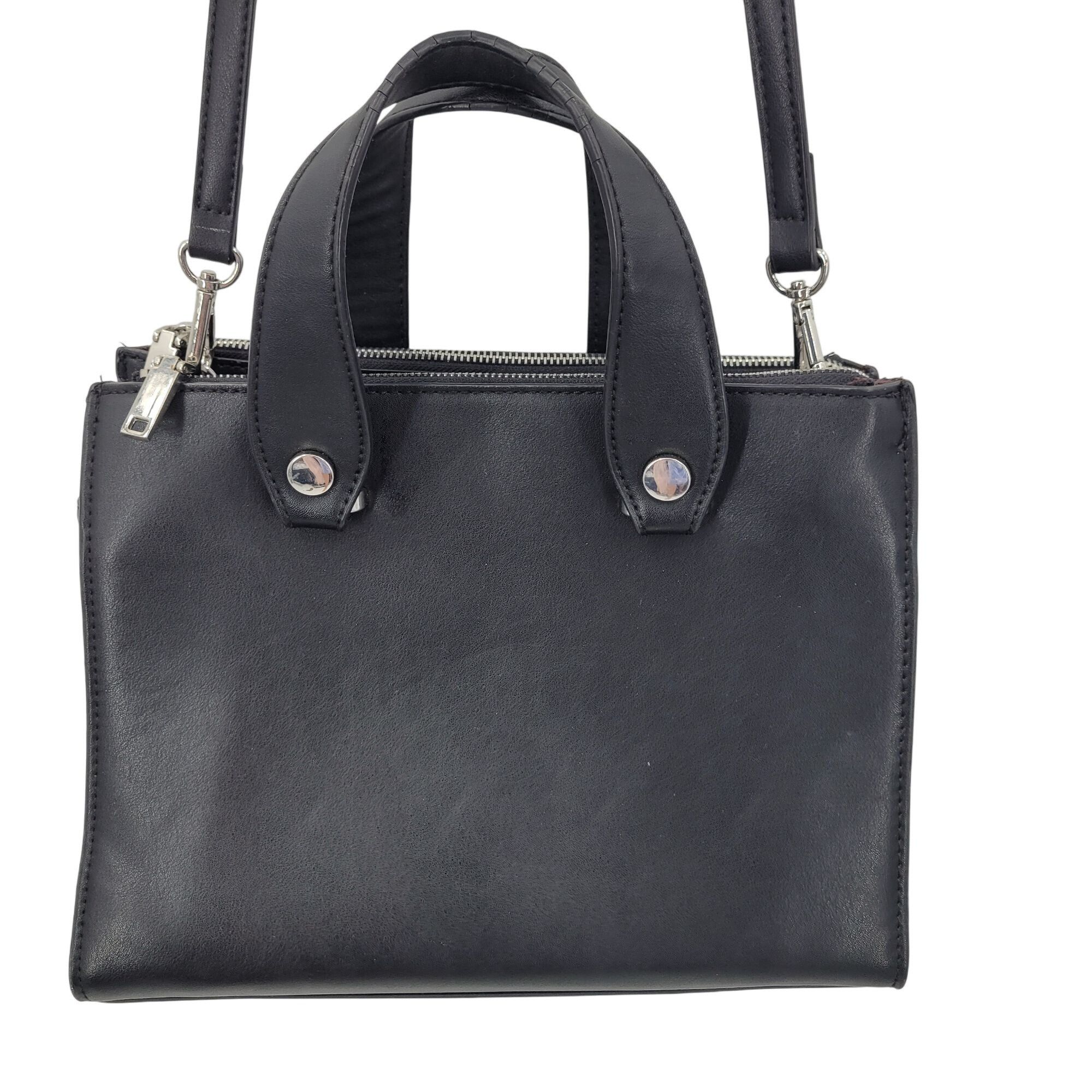 Mango MNG Black Vegan Faux Leather Double Top Handle Crossbody Bag Size ONE SIZE - 2 Thumbnail
