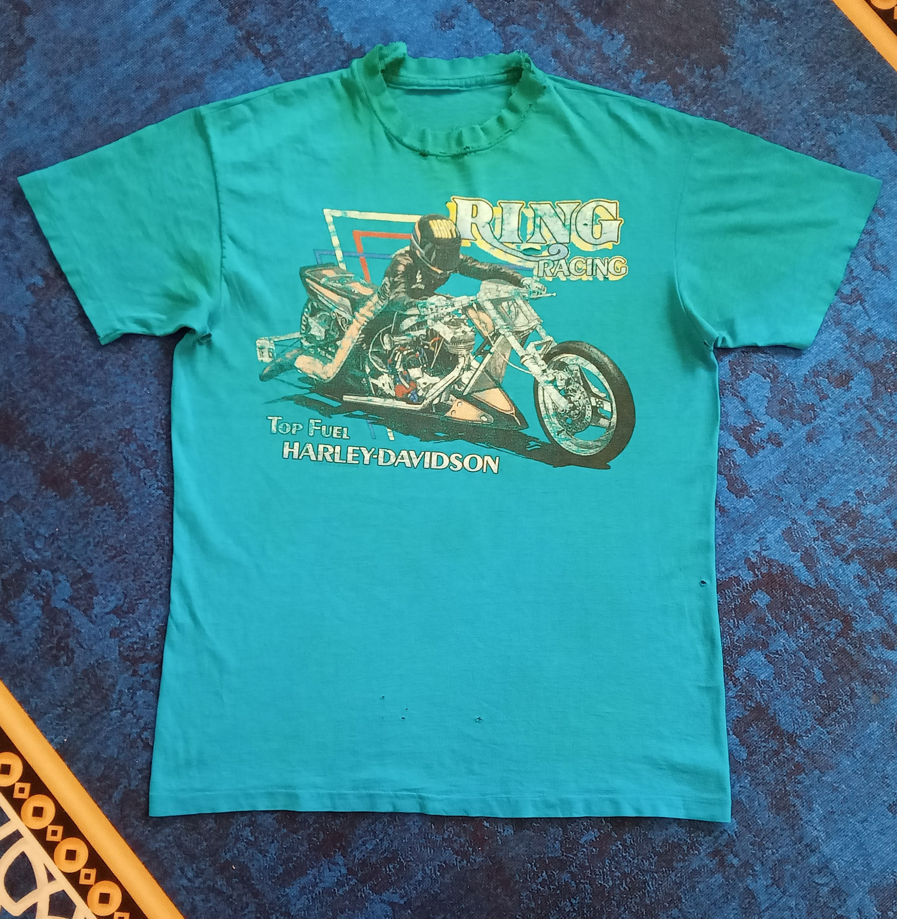 Harley Davidson Ring Racing Distressed Vintage 1989 T Shirt