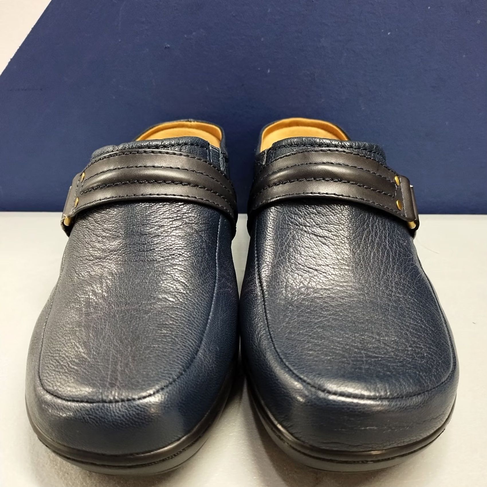Vintage Easy Spirit Davet Wedge Clogs Womens Size 9M Blue Leather Slip On Comfortable Shoes Size US 9 / IT 39 - 2 Thumbnail