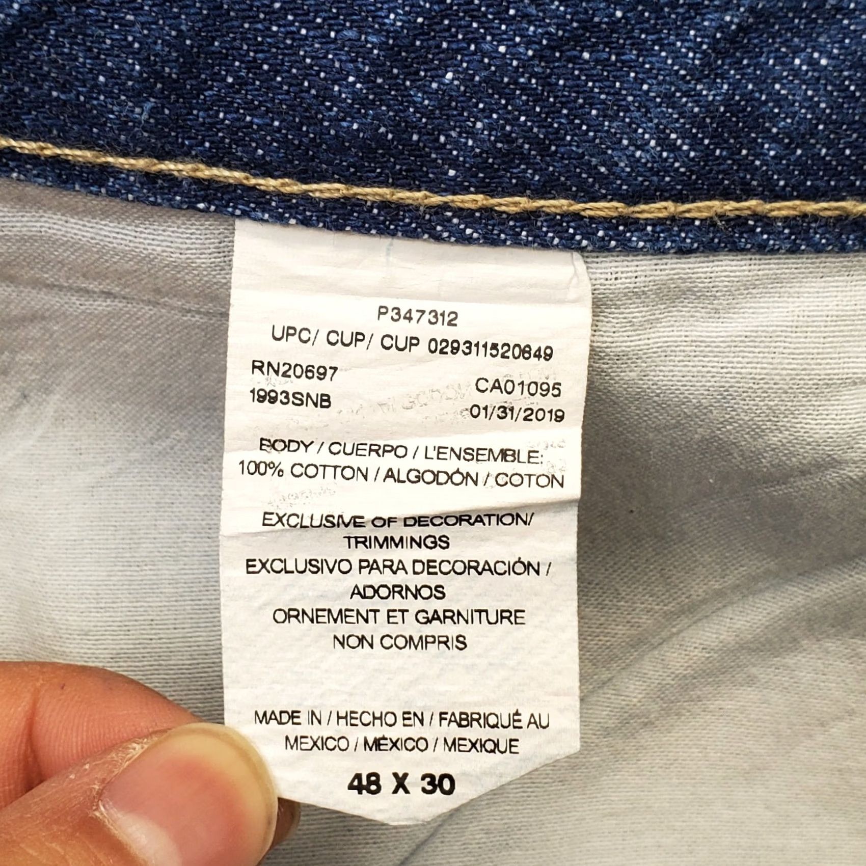 Dickies Dickies Carpenter Jeans Mens 48x30 Blue Denim High Rise Double Stitch Straight Jeans Size US 32 / EU 48 - 7 Thumbnail