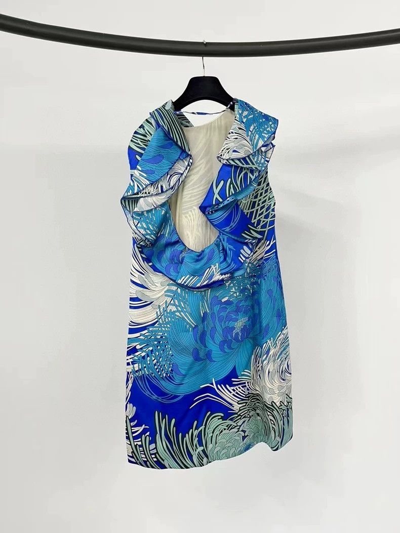 Gucci Gucci Blue silk printed backless dress Size S / US 4 / IT 40 - 2 Thumbnail