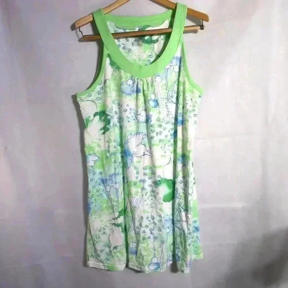 Designer Vintage Green and White Floral knit dress Pink K brand sz L Size L / US 10 / IT 46 - 1 Thumbnail