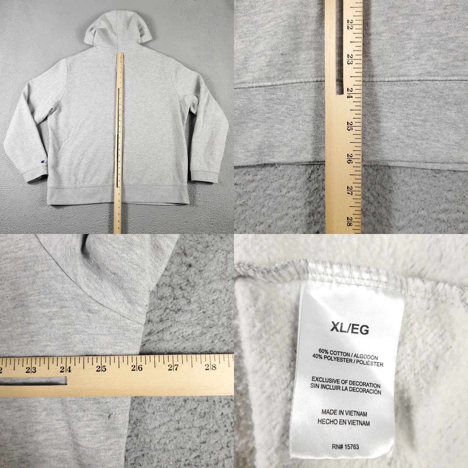 Champion Champion Hoodie Mens XL Gray Casual Pullover Sweatshirt - Mock Neck, Long Sleeve, Adjustable, Sports Size US XL / EU 56 / 4 - 8 Thumbnail