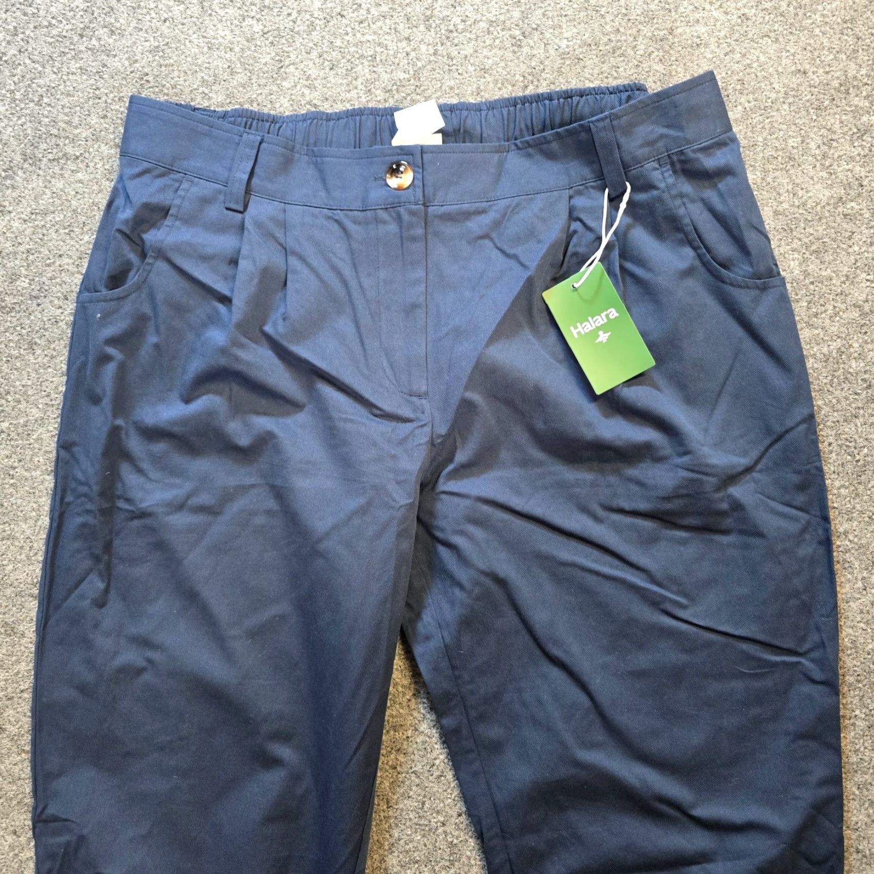 Vintage Halara Pants Womens XL Blue Mid Rise Casual Cotton Joggers Pockets Cropped Tapered Leg Style Jogger Clothes Chips? Size 40" / US 18 - 2 Thumbnail