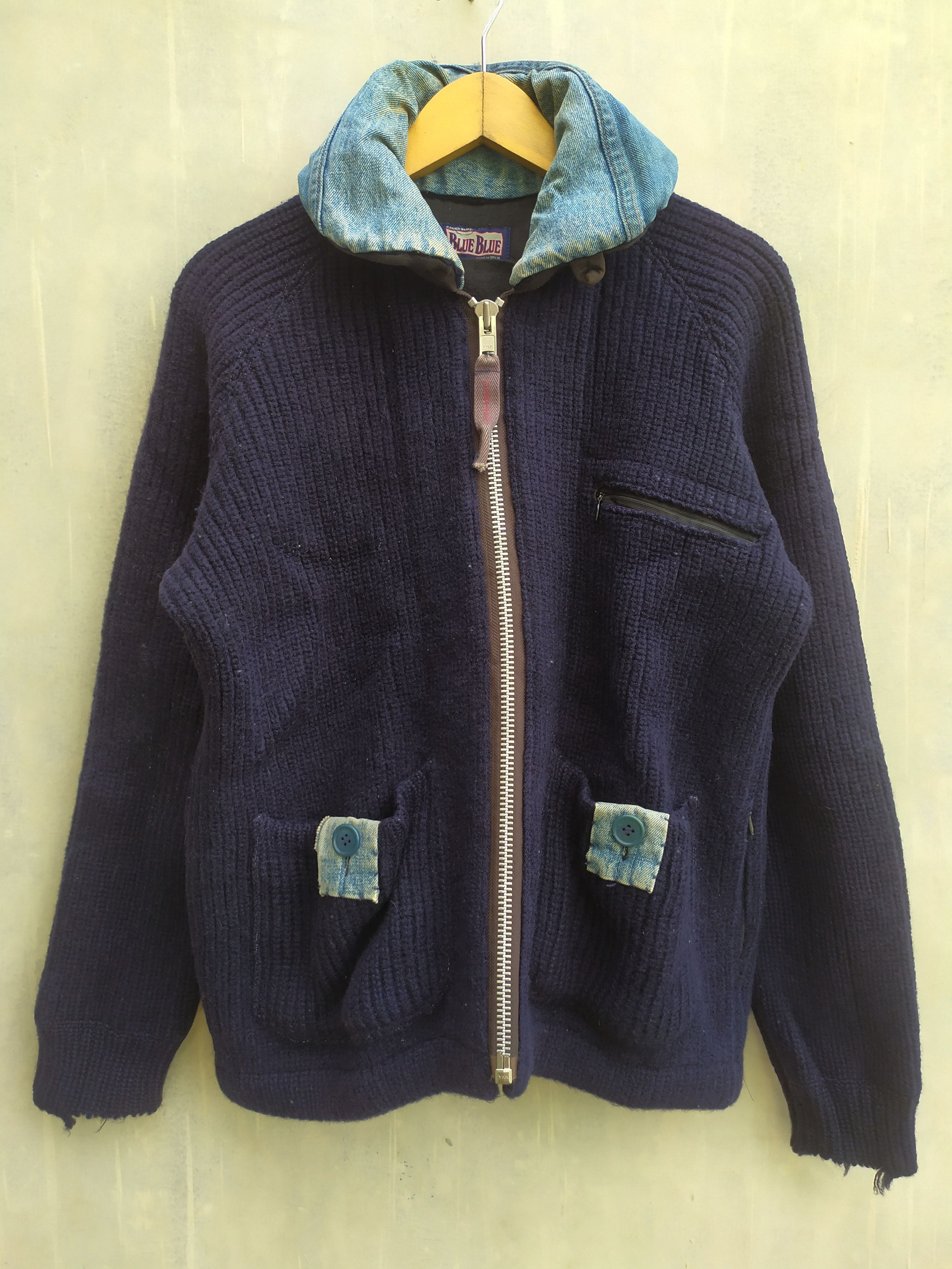 Blue Blue Japan × Japanese Brand Blue Blue Japan Thick Knit Jacket Size US XL / EU 56 / 4 - 1 Thumbnail