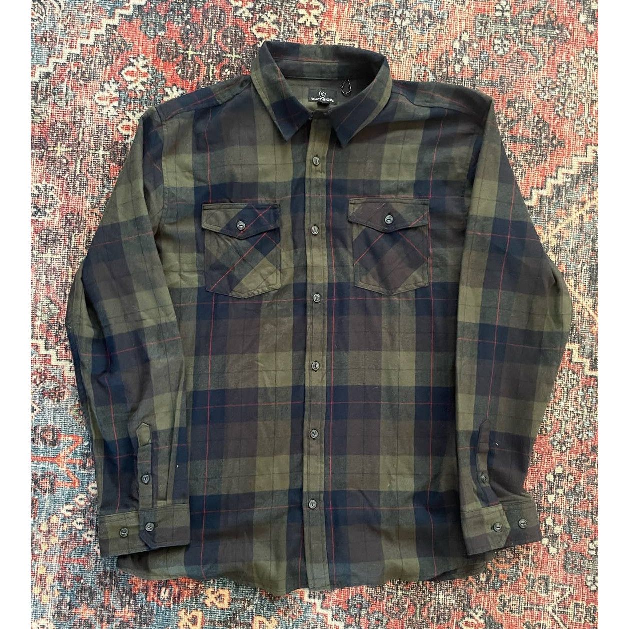 Burnside Burnside Guys' Plaid Flannel Shirt, XL, Army Green | Grailed