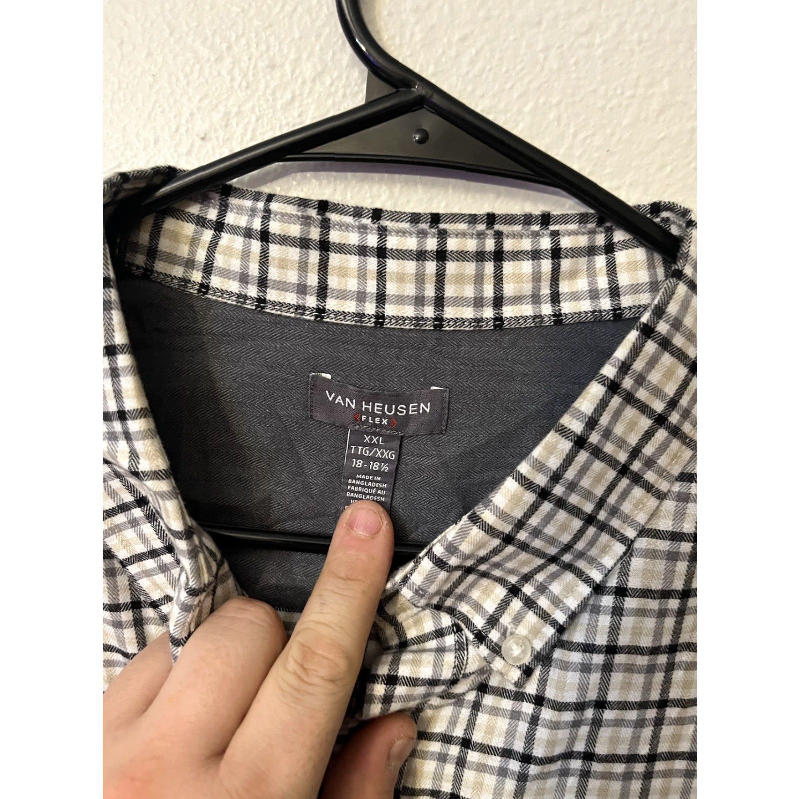 Van Heusen VAN HEUSEN Button-Up Shirt Mens XXL Long Sleeve Multicolor Plaid Gingham Cotton Blend Size US XXL / EU 58 / 5 - 2 Thumbnail