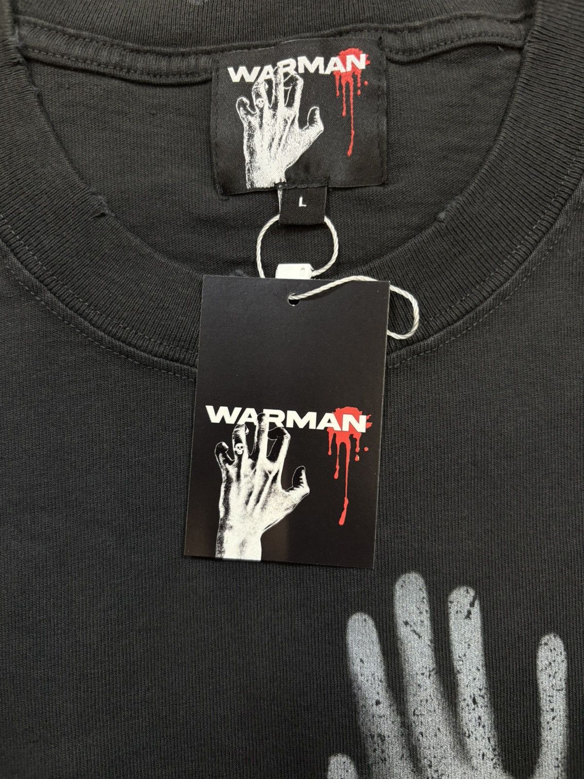 Vintage WARMAN SPREAD LEGS GRAPHIC TEE, WASHED BLACK Size US L / EU 52-54 / 3 - 9 Thumbnail