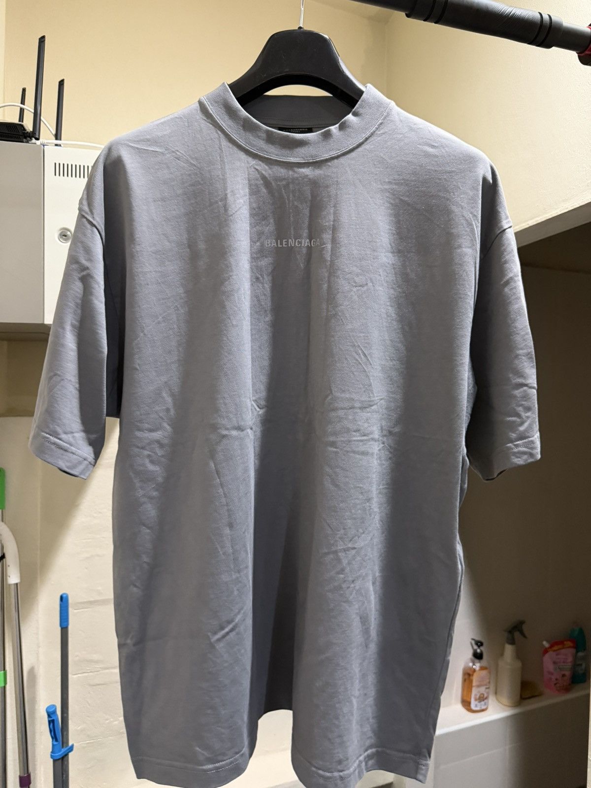 Balenciaga Balenciaga Gray Reflective Logo T-shirt L Size US L / EU 52-54 / 3 - 1 Thumbnail