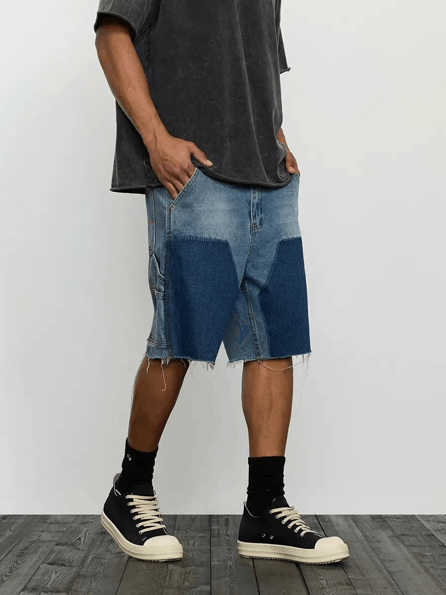 Japanese Brand × Vintage High street patchwork raw edge logging denim shorts Size US 34 / EU 50 - 2 Thumbnail