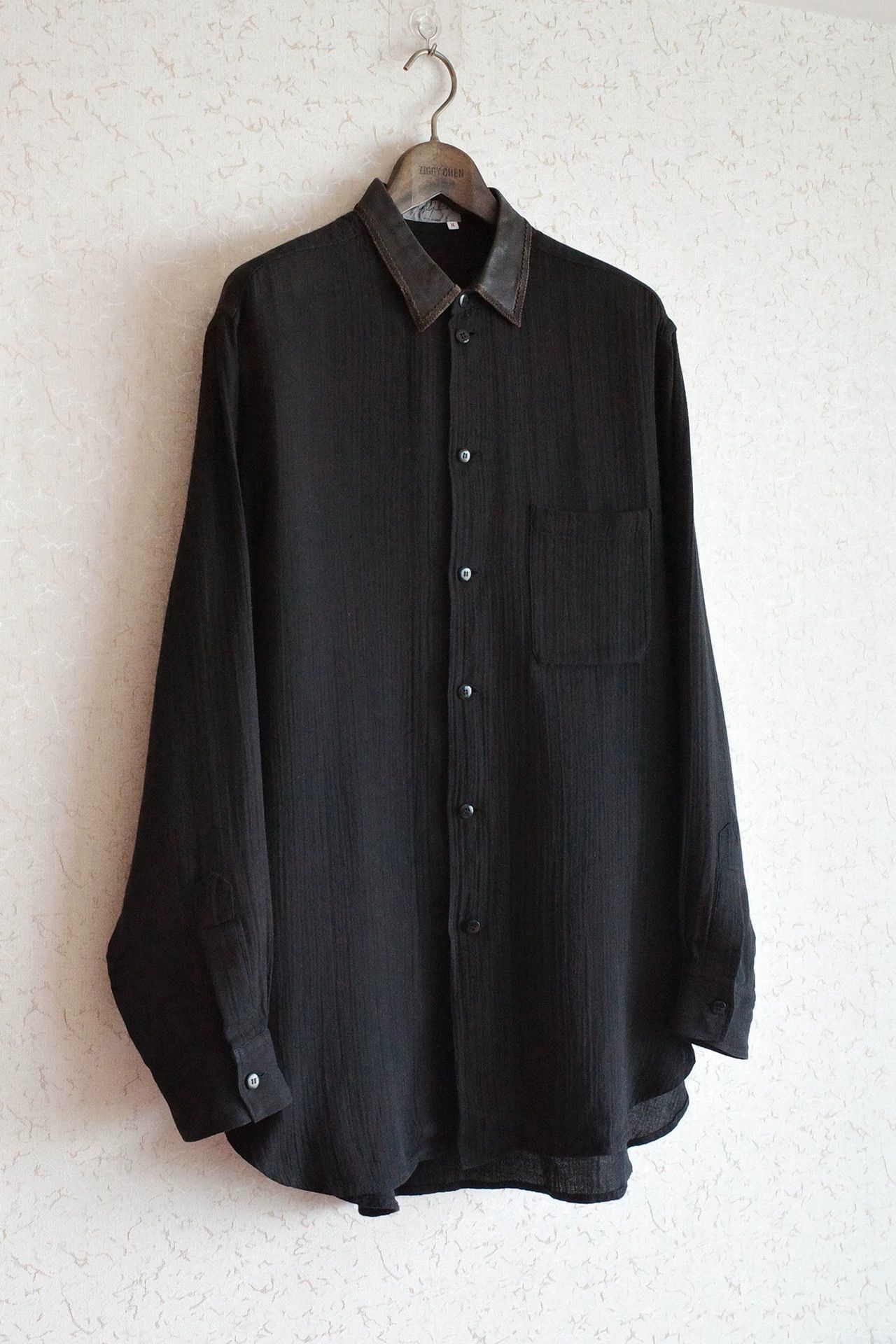 Yohji Yamamoto Yohji Yamamoto 96SS F&B Leather Collar Shirt Size US M / EU 48-50 / 2 - 2 Thumbnail