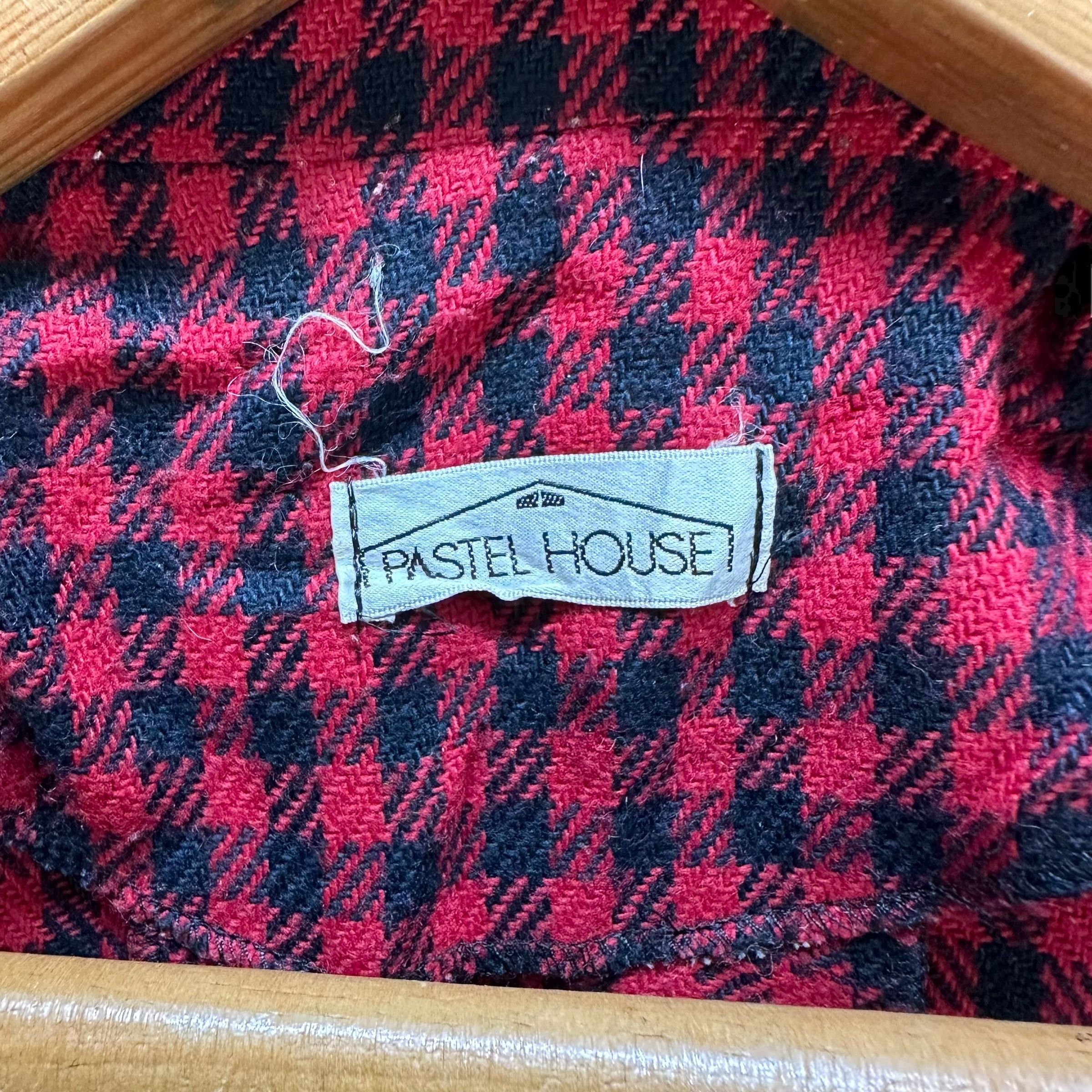 Vintage Vintage 90's PASTEL HOUSE Red Checked Crop Jacket #A71-1727 Size M / US 6-8 / IT 42-44 - 9 Thumbnail
