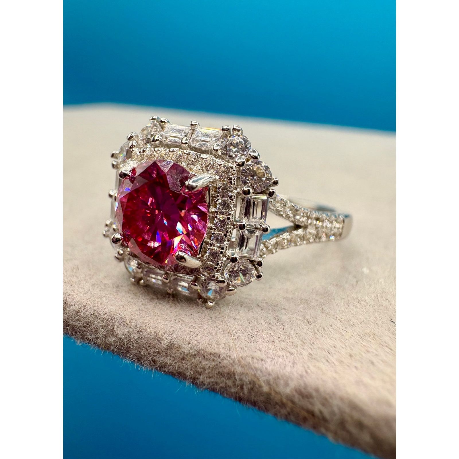 Jewelry New 2CT Pink & White Moissanite Ring in 925 Silver -Sz. 8.25 Size ONE SIZE - 6 Thumbnail
