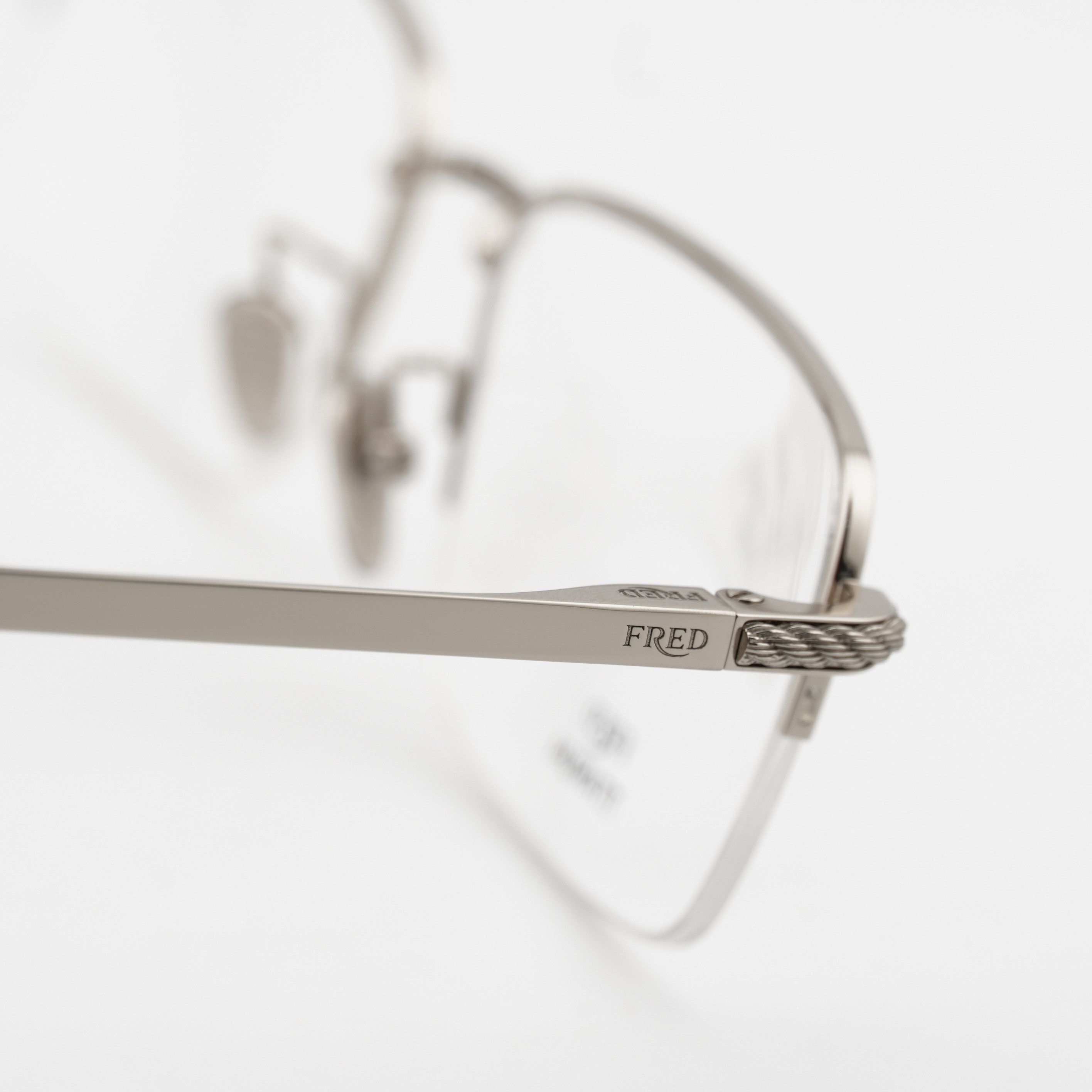 FRED Fred FG50024F 016 Eyeglasses Silver 56mm Rectangle Frame Size ONE SIZE - 9 Thumbnail