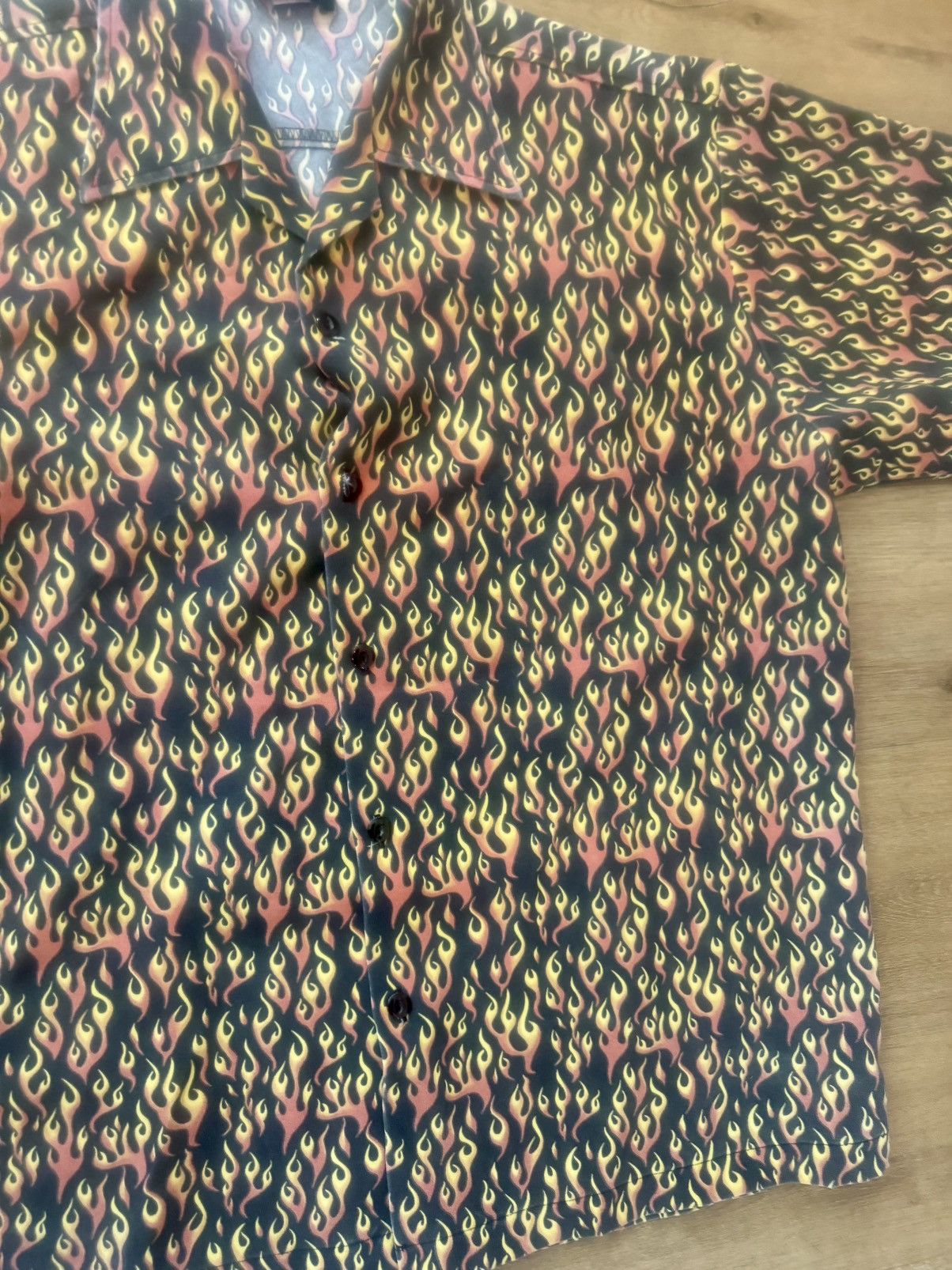 Other Vintage Flaming Pattern Canvas Guy Fieri Style Button Up Size US XXL / EU 58 / 5 - 9 Thumbnail