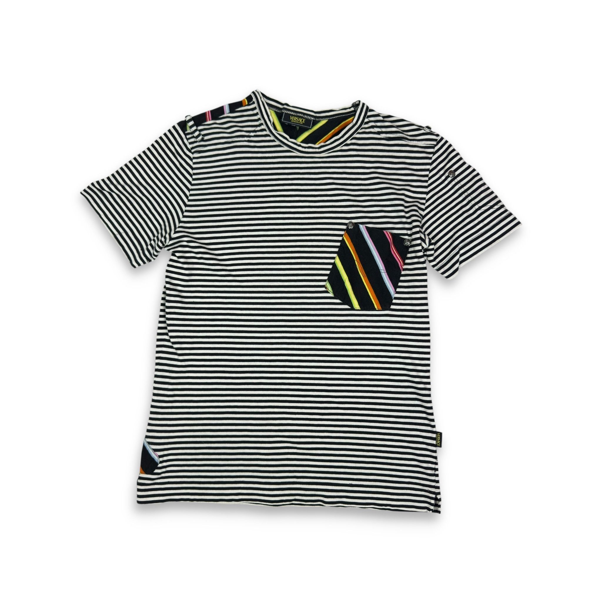 Versace Versace Jeans Couture Men Black White Striped Casual T-Shirt Size US M / EU 48-50 / 2 - 1 Thumbnail