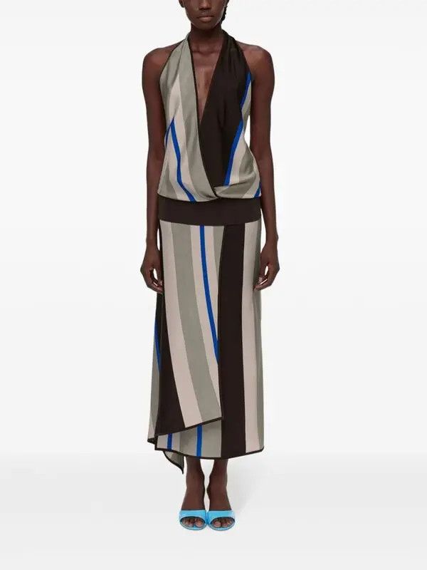Salvatore Ferragamo o1y0326 Midi Dress in Multicolor Size S / US 4 / IT 40 - 4 Thumbnail