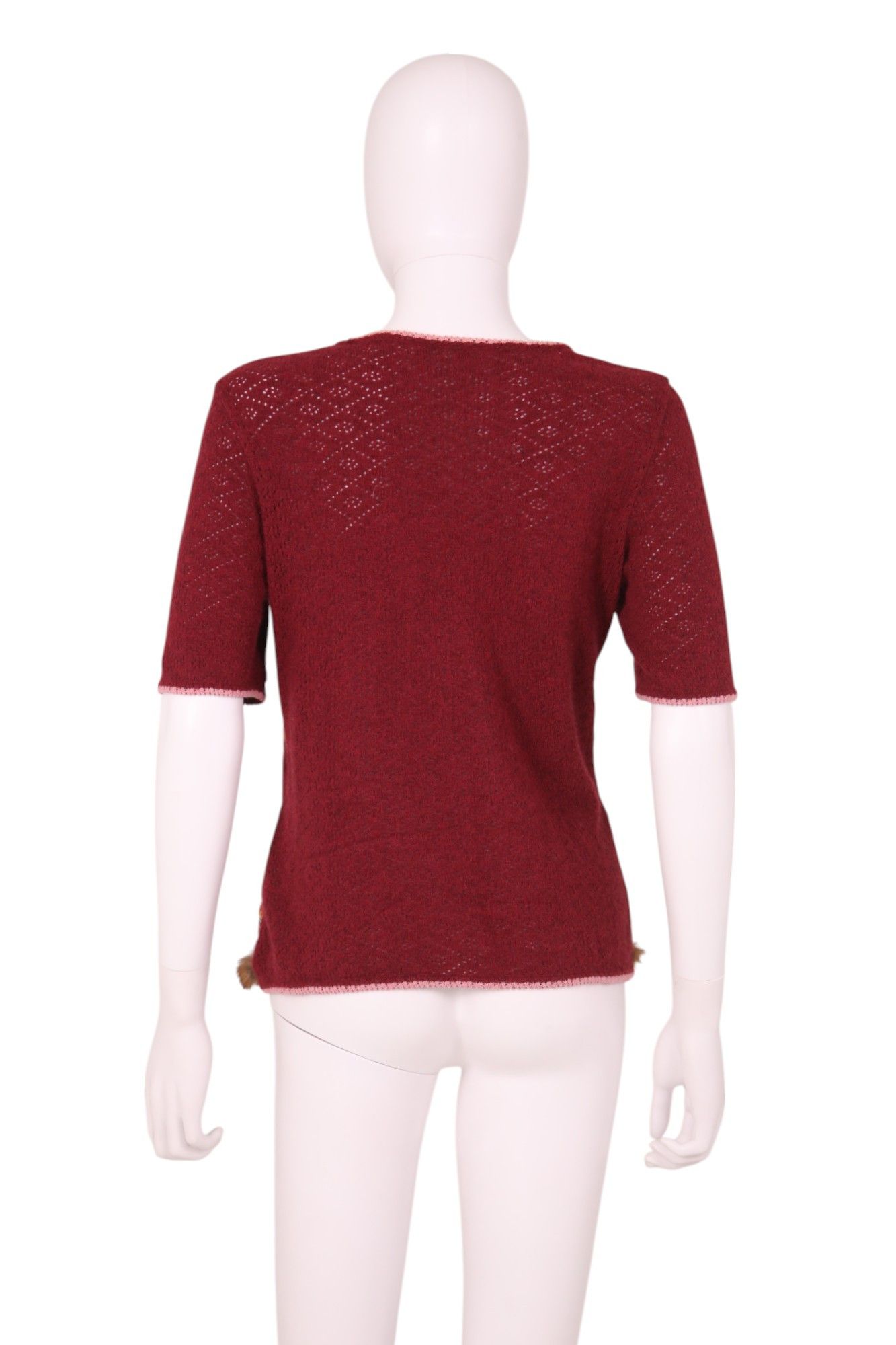 John Galliano F/W 2002 Red Floral Knitted Tee Size S / US 4 / IT 40 - 5 Thumbnail