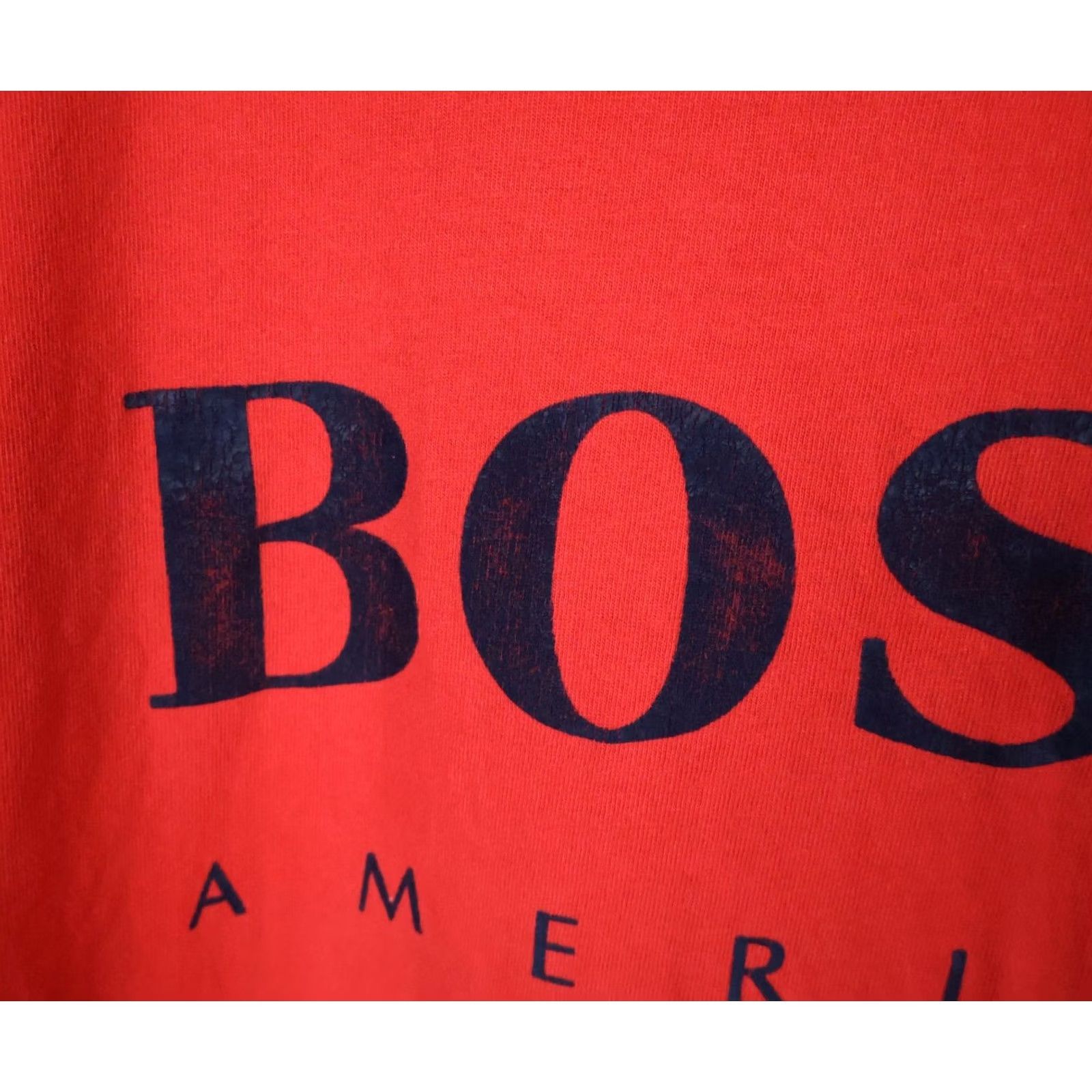 Vintage VINTAGE Boss T-Shirt Men XL Red USA Made 90s Preppy Hugo Spell Out American Print Shirt Mens XL Red 90s Hipster Retro Size US XL / EU 56 / 4 - 4 Thumbnail