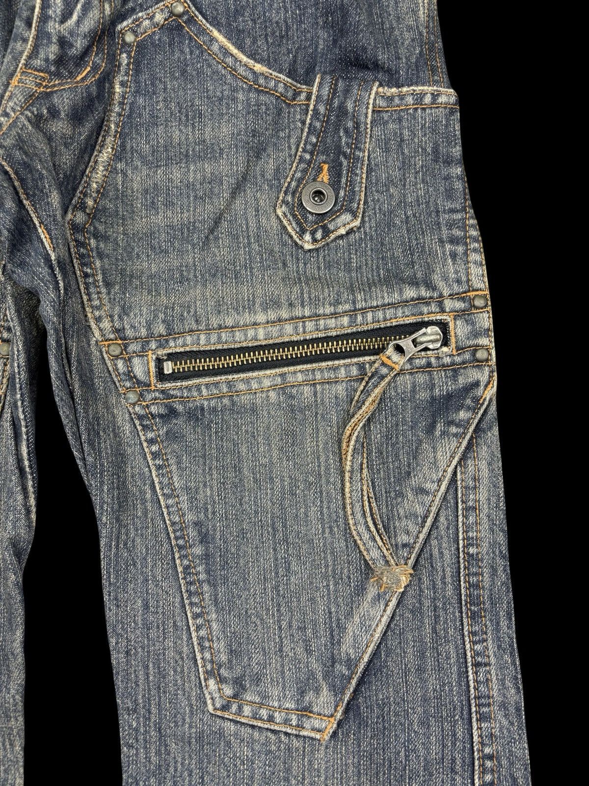 Japanese Brand 💥SUPER FLARE💥EDGE RUPERT Multipocket Flare Punk Jeans F701 Size US 29 - 6 Thumbnail
