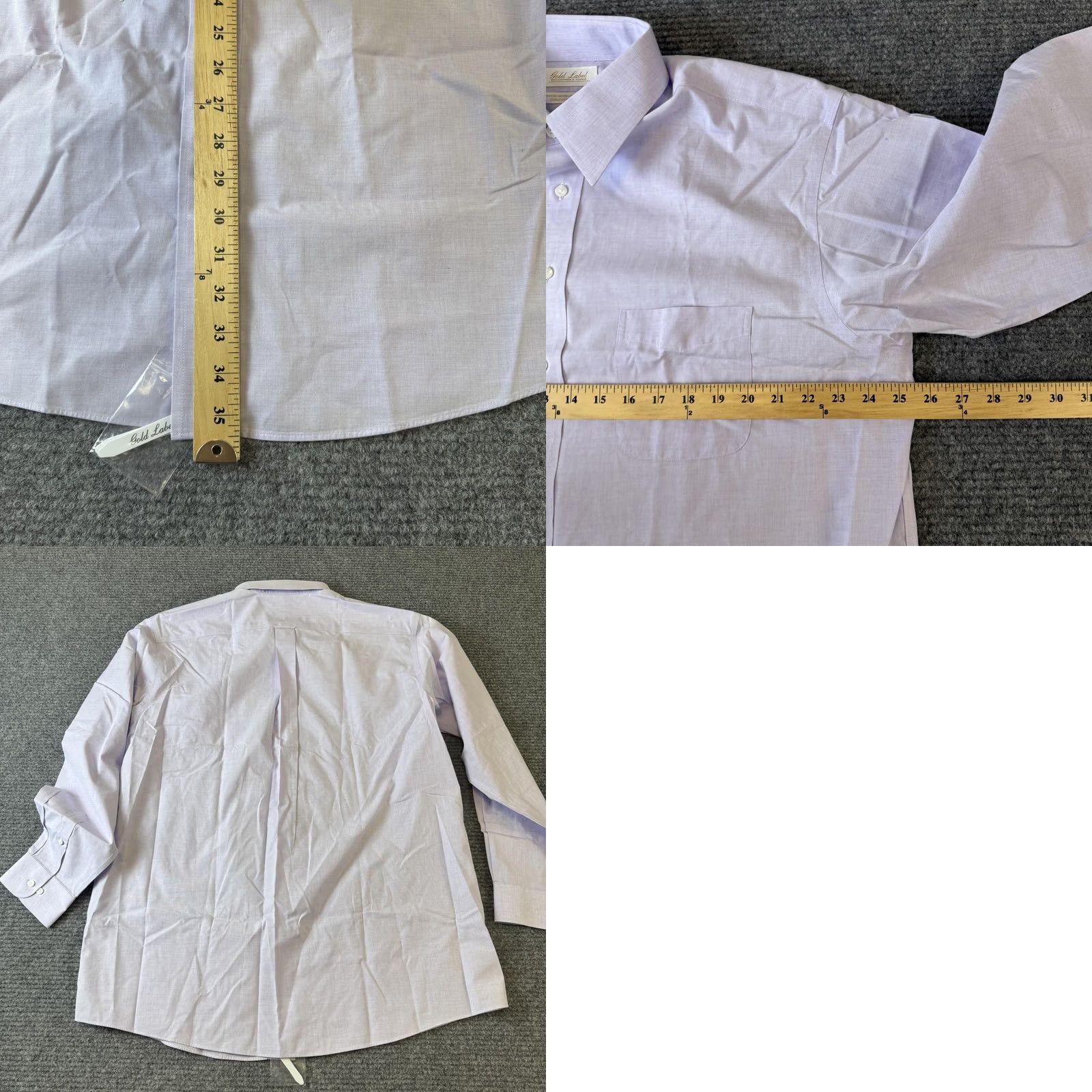 Roundtree & Yorke Roundtree & Yorke Dress Shirt Mens Tall Purple Non Iron Gold Label 18 36/37 Size 48R - 8 Thumbnail