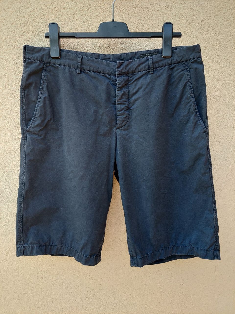 image of Designer Prada Classic Chino Shorts in Black Blue, Men's (Size 36)