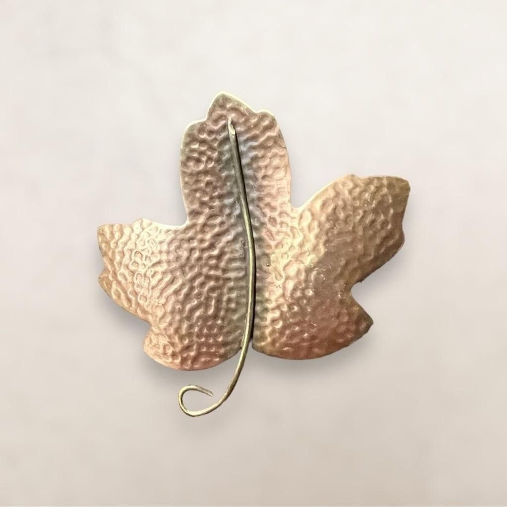 Other Vintage Hallmark Hammered Copper Leaf Brooch Pin Size ONE SIZE - 2 Thumbnail