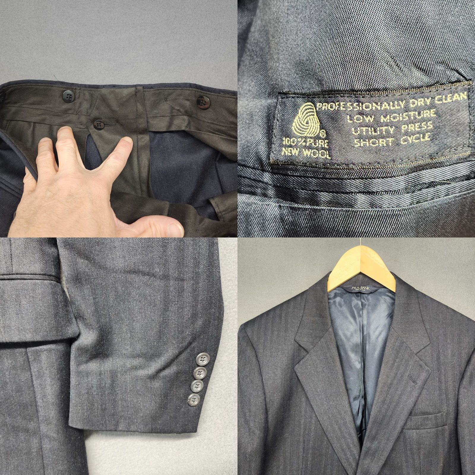 Jos. A. Bank Jos A. Bank Mens Suit Gordon Jacket 40L Pants 34x30 Pleated Navy Blue 100% Wool Size 40R - 10 Thumbnail