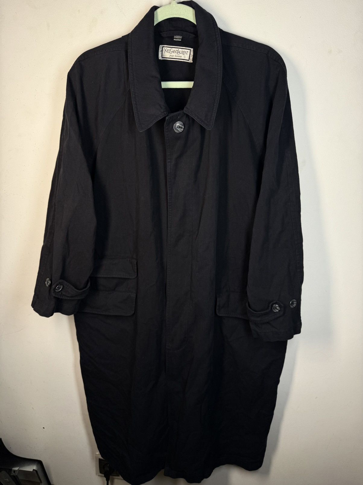 Yves Saint Laurent 1990’s YSL Trenchcoat Black/Navy YSL Coat Size US M / EU 48-50 / 2 - 1 Thumbnail