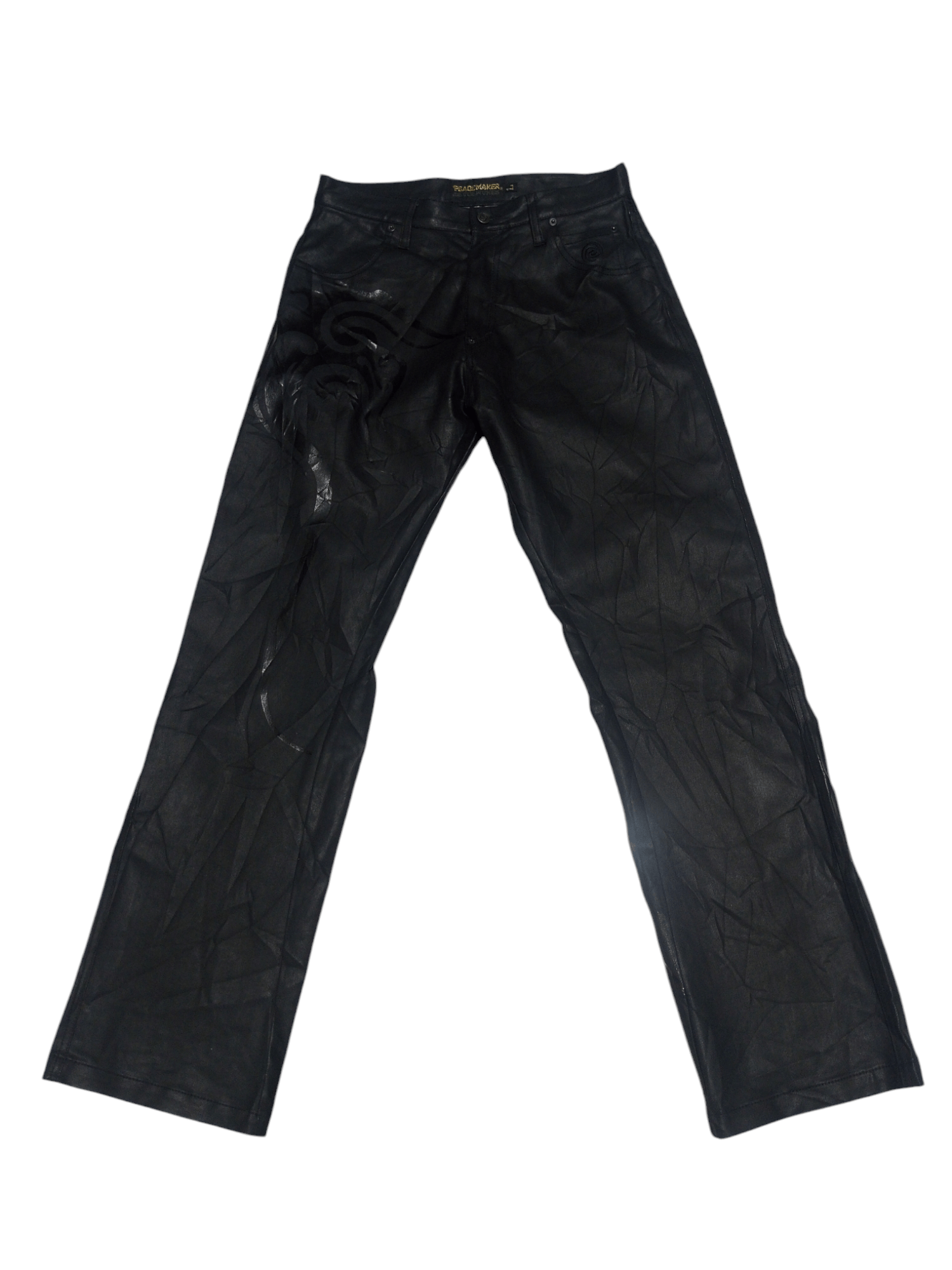 20471120 Vintage peacemaker tribal black on black wax denim Size US 29 - 2 Thumbnail