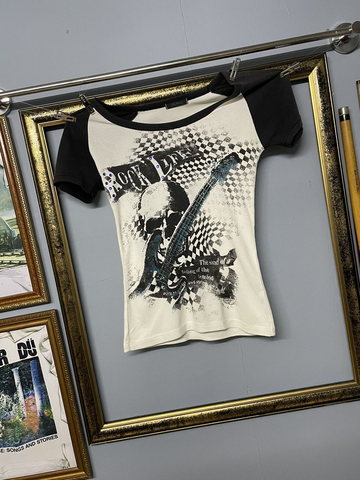 Designer × Japanese Brand × Vintage Vintage 1990s Japan Sky Bomber Rock Life Skull Baby Tee Size US XXS / EU 40 - 2 Thumbnail