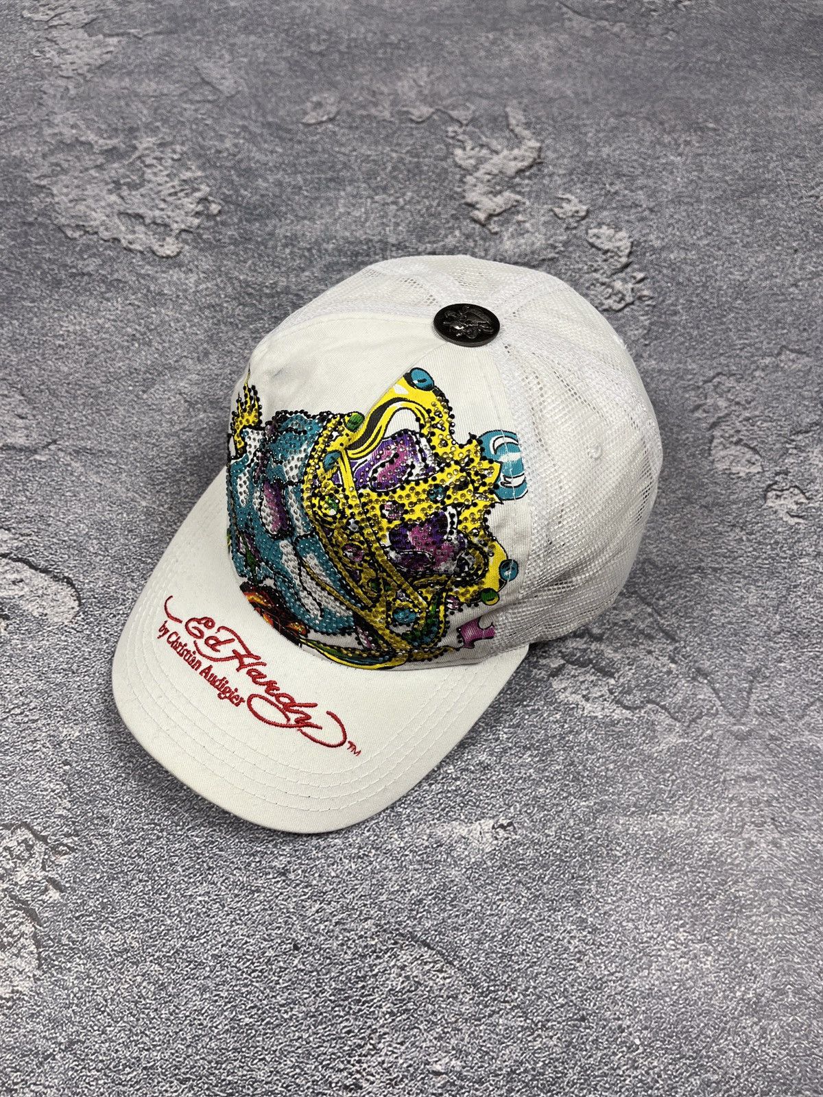 Christian Audigier × Ed Hardy × Vintage Vintage Y2k Skull ☠️ Ed Hardy All Over Print Cap 00’s Size ONE SIZE - 1 Thumbnail