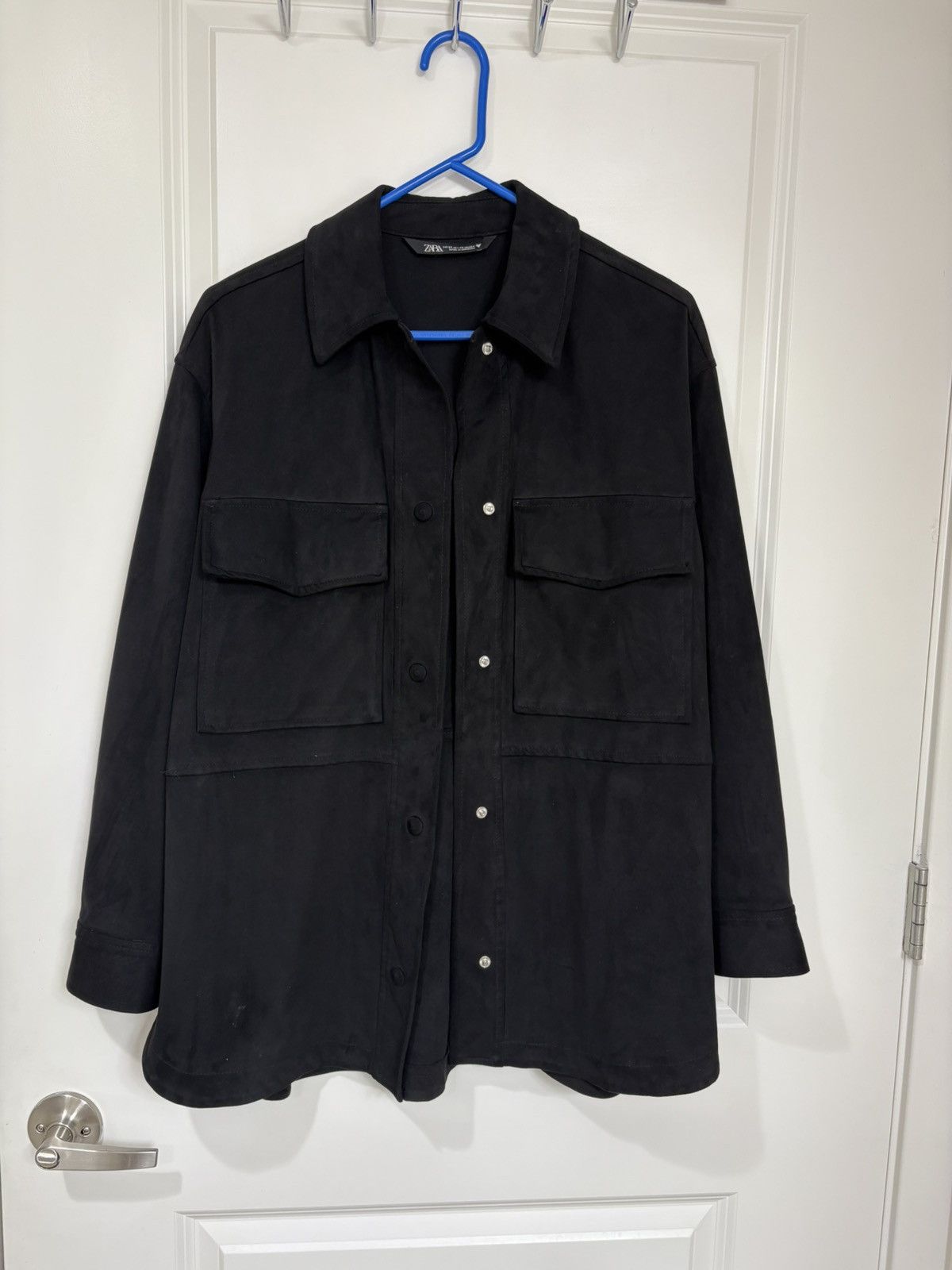 Zara Zara Black Utility Faux Suede Shirt/ShacketOversized Fit-XS Size XS / US 0-2 / IT 36-38 - 1 Thumbnail