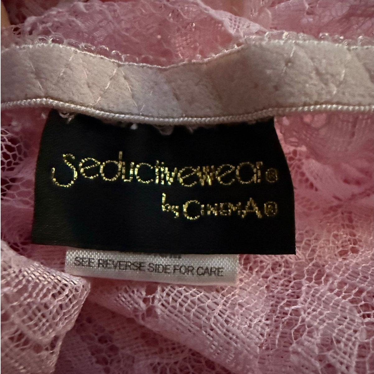 Designer Pink Sheer Sheer Lace Babydoll Lingerie Size ONE SIZE - 8 Thumbnail