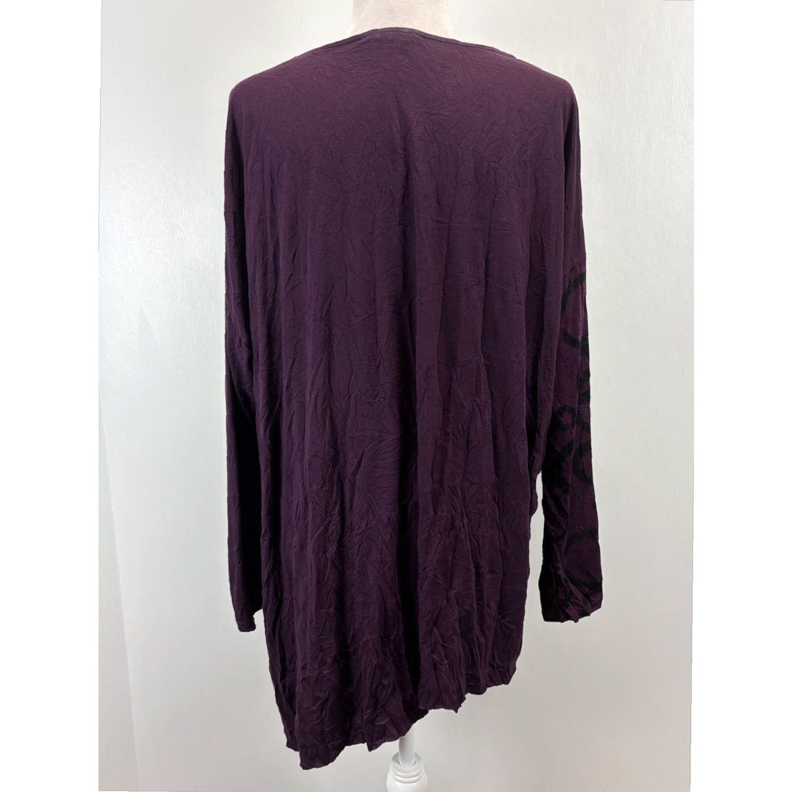 Vintage Chalet Et Ceci Women's Bamboo Blend Tunic Top Shirt Large Black Purple Long Sleeve Size L / US 10 / IT 46 - 3 Thumbnail