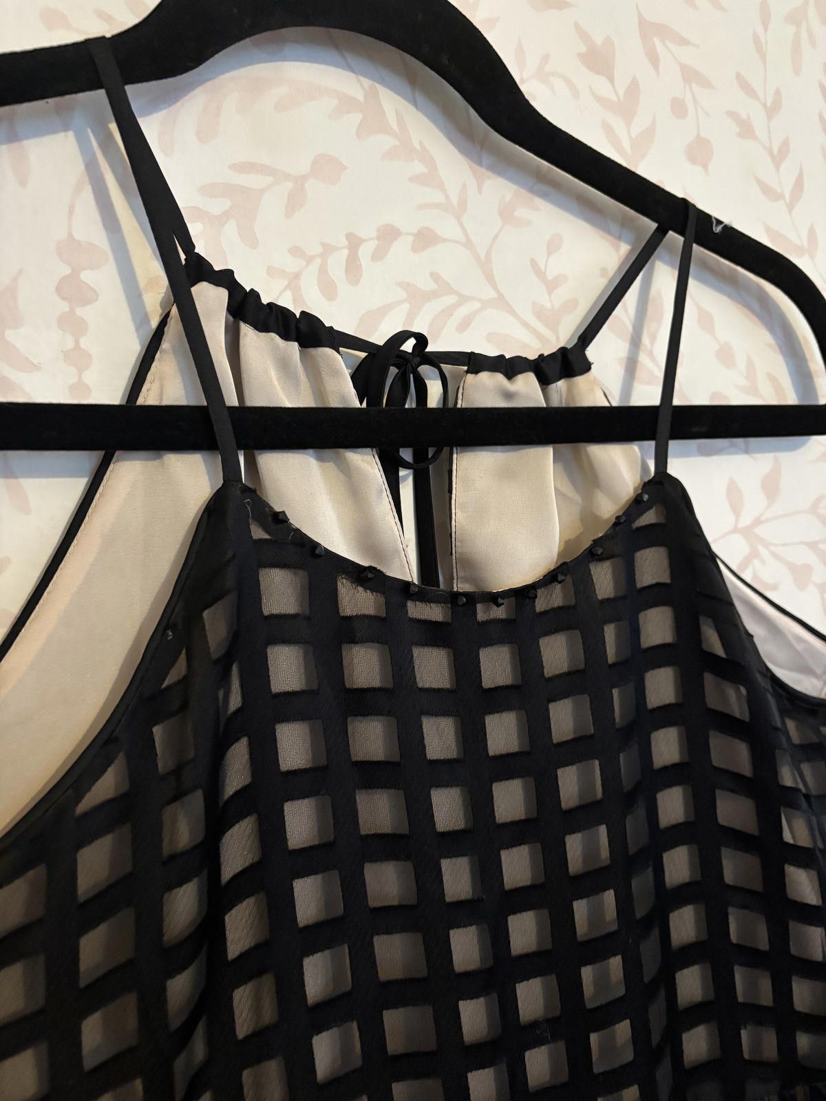 Other Anthropologie Black Sheer Checkered Sleeveless Tank Top Size M / US 6-8 / IT 42-44 - 3 Thumbnail