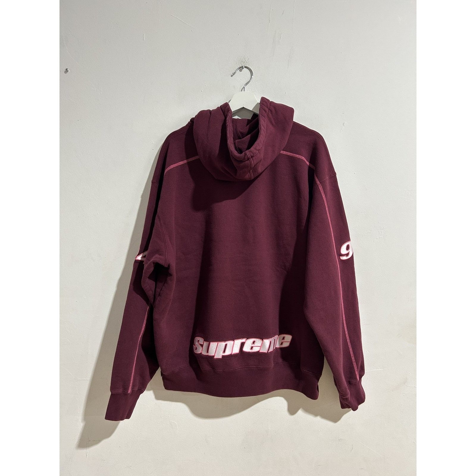 Supreme SUPREME BURGUNDY OVERLOCK HOODIE SIZE LARGE Size US L / EU 52-54 / 3 - 4 Thumbnail