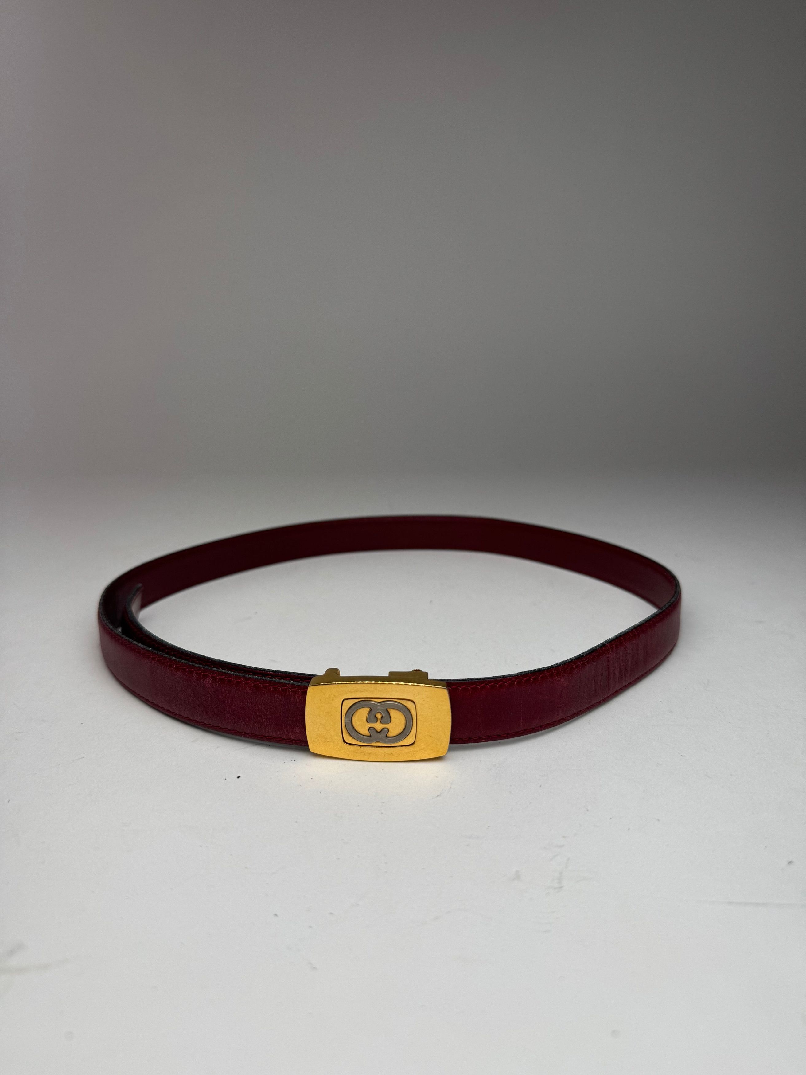 Gucci Vintage Leather belt burgundy Size ONE SIZE - 1 Thumbnail