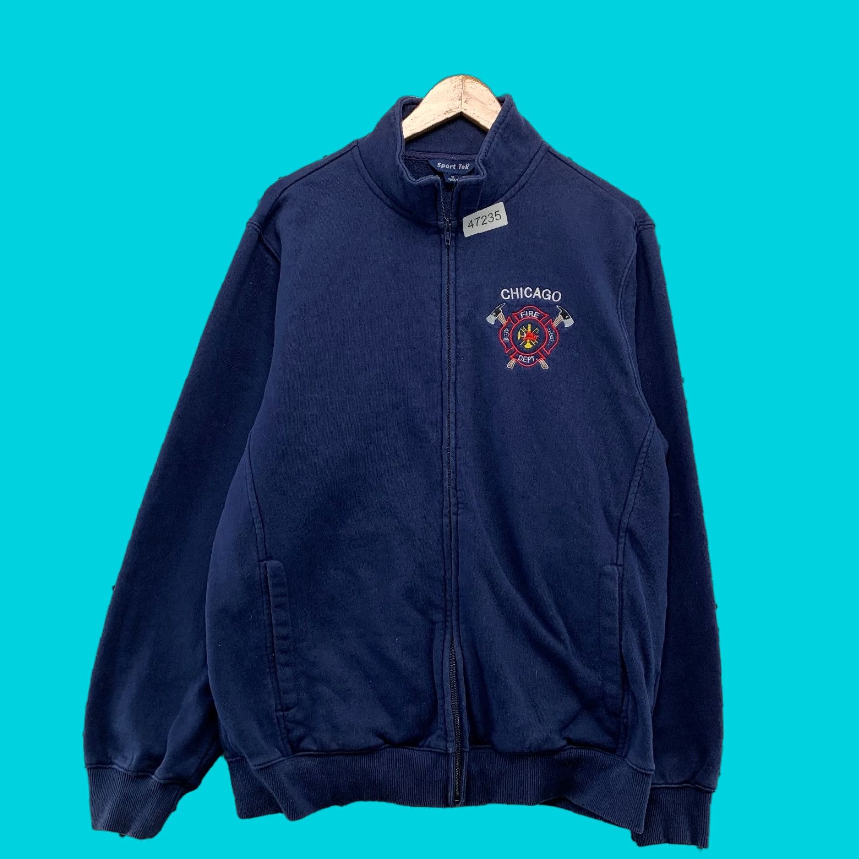 Vintage Chicago Fire Department Jacket Mens Medium Blue Fleece Zip Sweatshirt Size US M / EU 48-50 / 2 - 1 Thumbnail