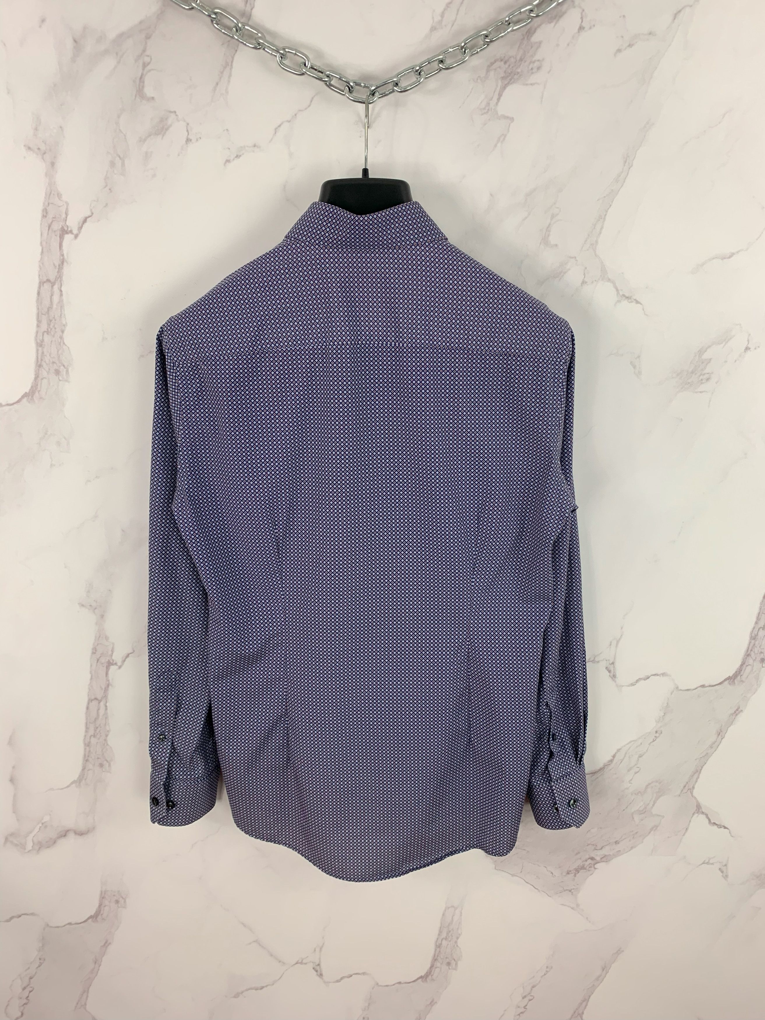 Eton Eton Navy Brighton Cotton Micro Pattern Slim Fit Shirt 39 Size US M / EU 48-50 / 2 - 7 Thumbnail
