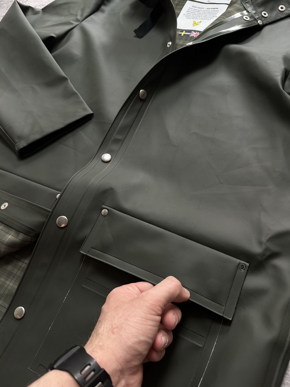 Stutterheim Lyle & Scott x Stutterheim Stockholm Rain Waterproof Jacket Size US XL / EU 56 / 4 - 10 Thumbnail