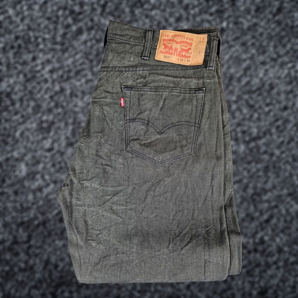 Levi's VINTAGE Levi's 501 Jeans Straight Leg Denim Jeans Button Fly Dark Green Mens 38x30 Regular Inseam 30 in 90s Retro Size US 38 / EU 54 - 1 Thumbnail