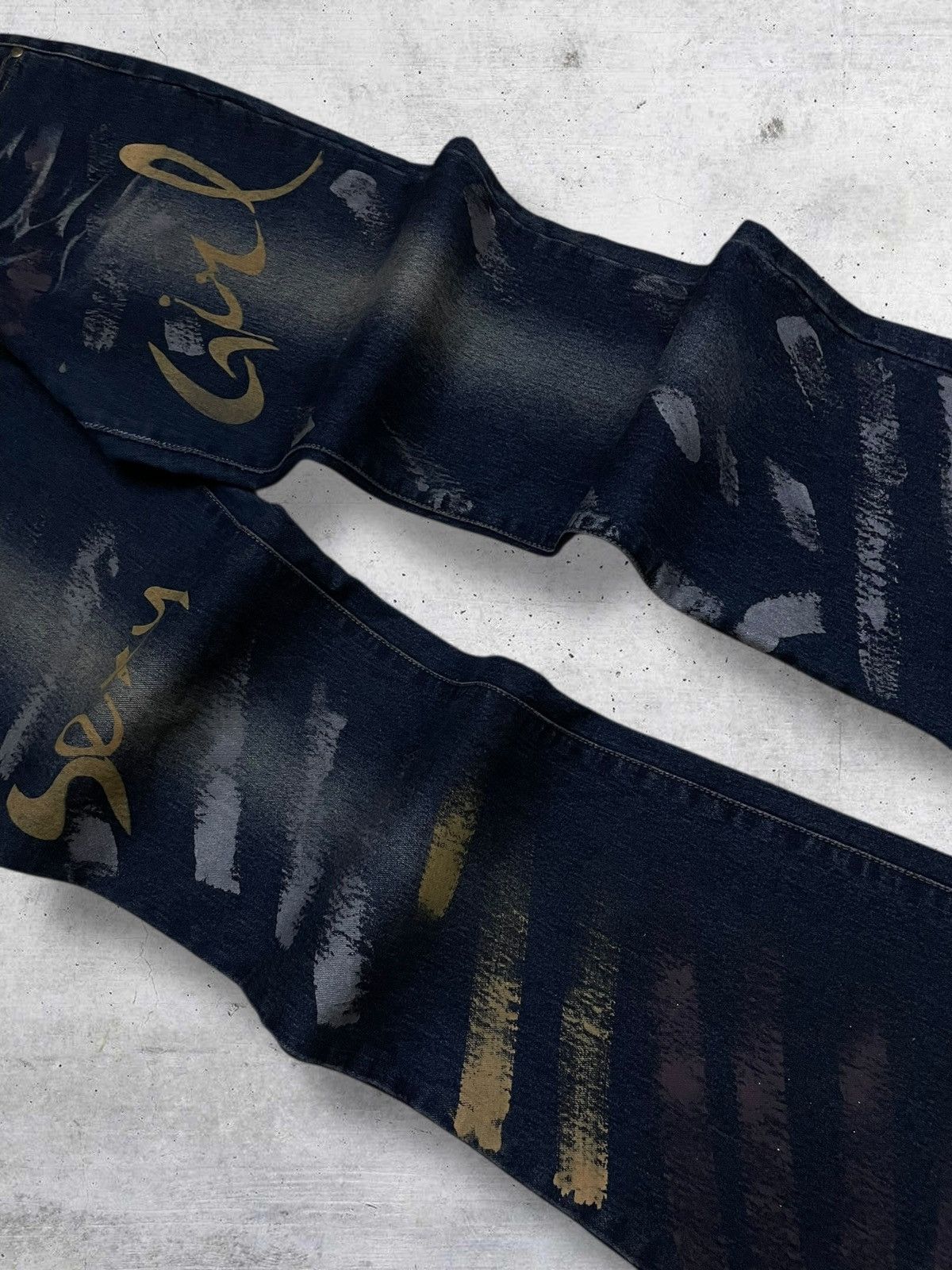 Japanese Brand VINTAGE HAPHAZARD OG 90S ARTISTIC BRUSHSTROKE FLARED DENIM Size US 30 / EU 46 - 6 Thumbnail