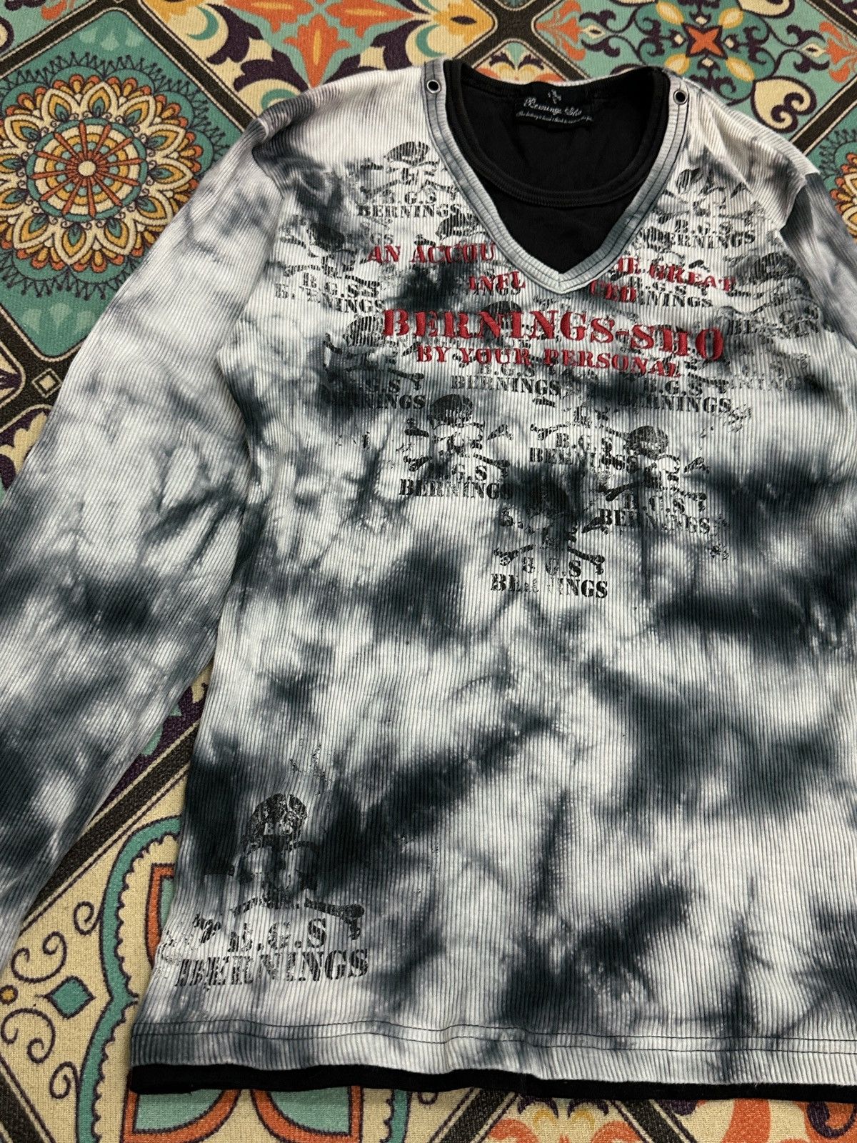 BERNINGS SHO Berning Sho Japan Poem Acid Wash L/S Shirt Size US M / EU 48-50 / 2 - 6 Thumbnail