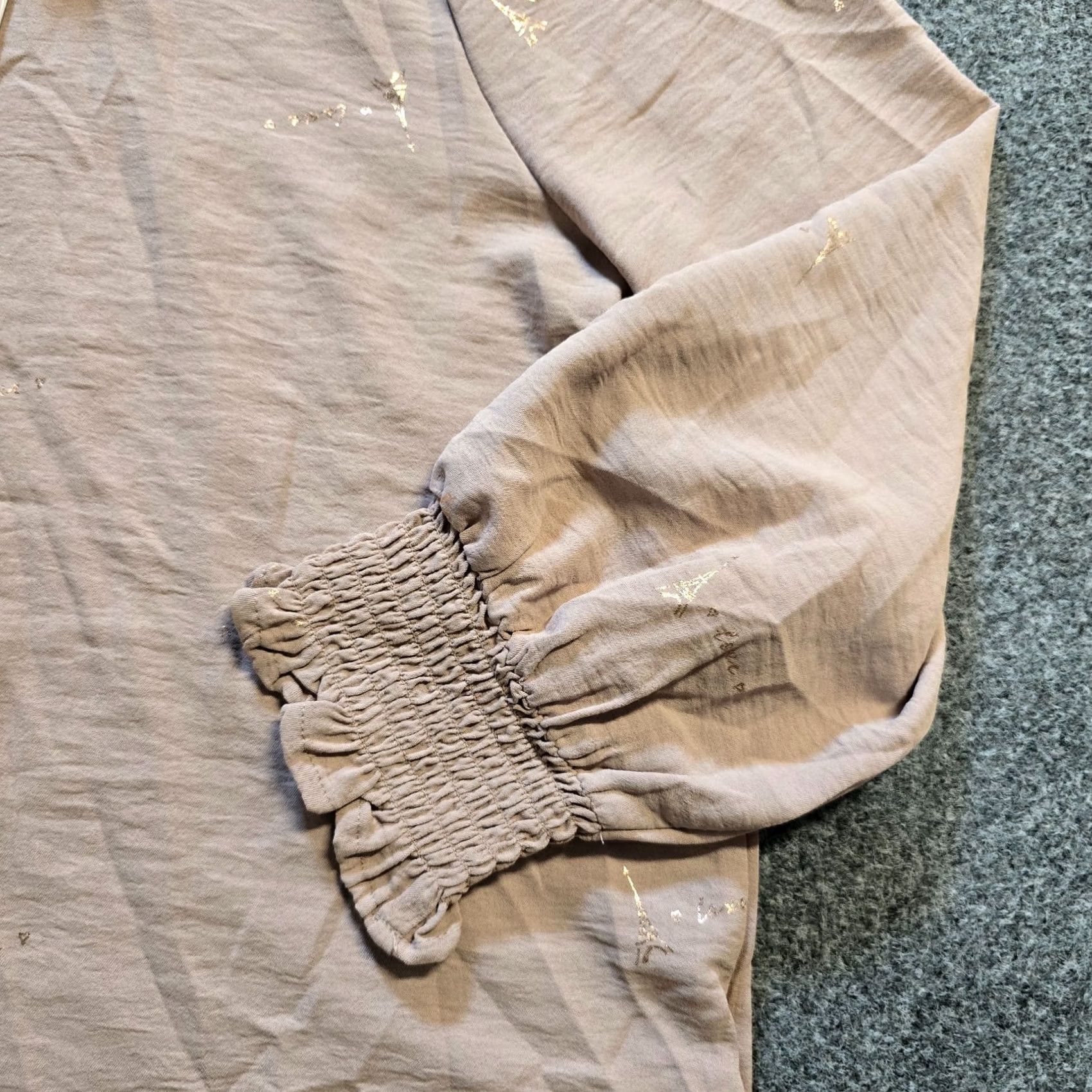 Parker Alex Parker Top Womens Size L Beige Gold Paris Eiffel Tower Button Casual Blouse Size L / US 10 / IT 46 - 5 Thumbnail