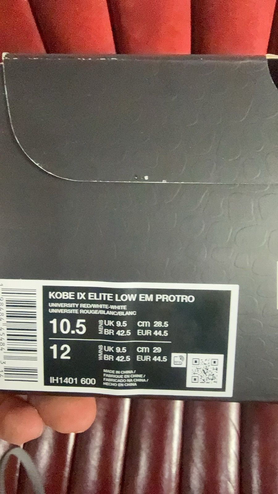 Nike Nike Kobe IX Elite Low EM Protro University Red White 10.5 Size US 10.5 / EU 43-44 - 2 Thumbnail