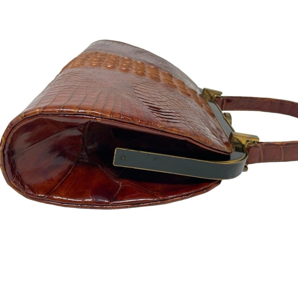 Vintage Genuine Crocodile Leather Hornback Skin Top Handle Bag (VTG) Size ONE SIZE - 7 Thumbnail